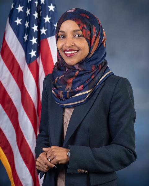 Ilhan Omar — Democratic U.S. Representative for Minnesota's 5th Congressional District (official headshot)