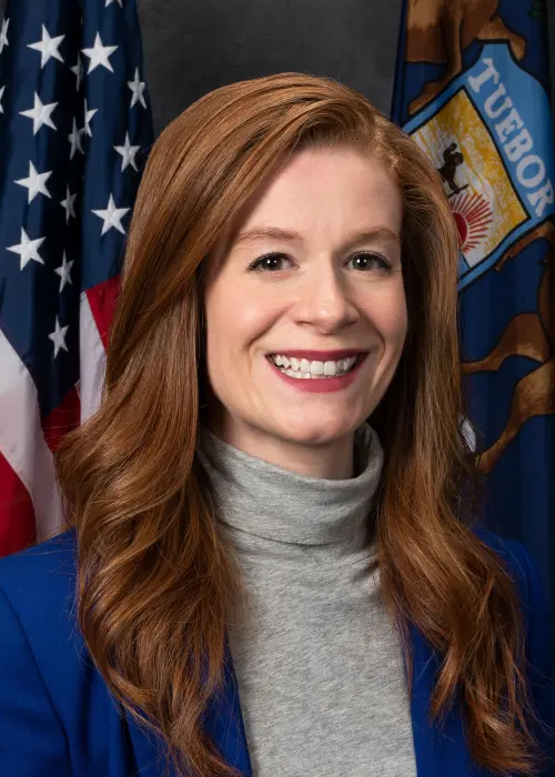 Mallory McMorrow — Democratic State Senator for Michigan District 8 (official headshot) Mallory McMorrow — Democratic State Senator for Michigan District 8 (official headshot)