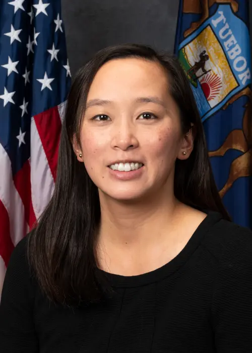 Stephanie Chang — Democratic State Senator for Michigan District 3 (official headshot) Stephanie Chang — Democratic State Senator for Michigan District 3 (official headshot)